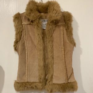 BB Dakota Leather Faux Fur Vest Jacket Small
